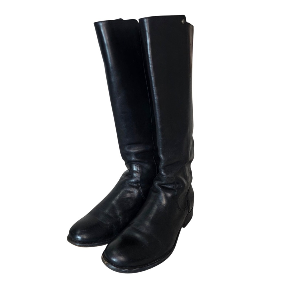 Frye Melissa Womens 6.5 B Black Leather Back Zip Knee High Riding Boots